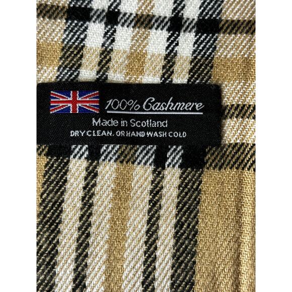 100 Cashmere Scarf Check Plaid (Made in Scotland) 72" Long - Picture 2 of 4